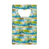 Waterverf abstract groen, blauw kredietkaart flessenopener (Achterkant)