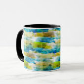 Waterverf abstract groen, blauw mok (Voorkant links)