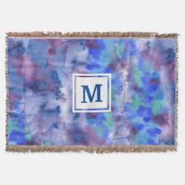 Waterverf Abstract handgeschilderd blauw Paars Bla Deken