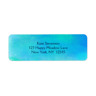 Waterverf Abstract in Aqua Green en Blue Etiket