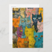 Waterverf  Abstract Kat (12) Uitnodiging Briefkaart (Voorkant / Achterkant)