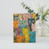 Waterverf  Abstract Kat (12) Uitnodiging Briefkaart (Staand voorkant)