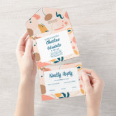 Waterverf Abstract kleurrijk pastelhuwelijk All In One Uitnodiging (Afscheurbaar)