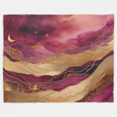 Waterverf Abstract Landschap Goud Bourgondië Fleece Deken (Voorkant (Horizontaal))