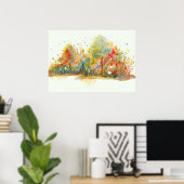 Waterverf Abstract landschap Kunstbomen bos Poster (Thuiskantoor)