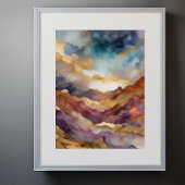 Waterverf Abstract Landschap Schilderen Goud 3:4 Poster