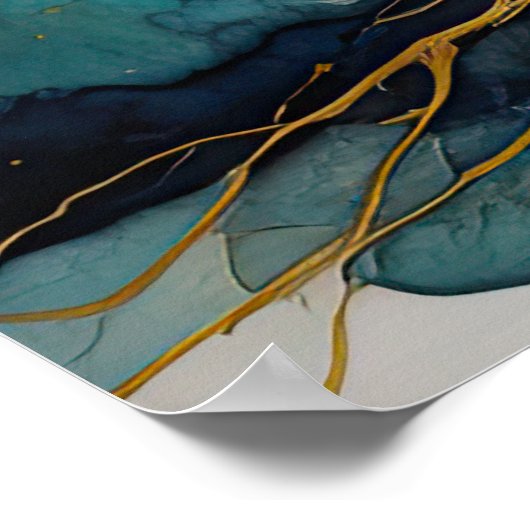 Waterverf Abstract Landschap Schilderen Goud 3:4 Poster (Hoek)