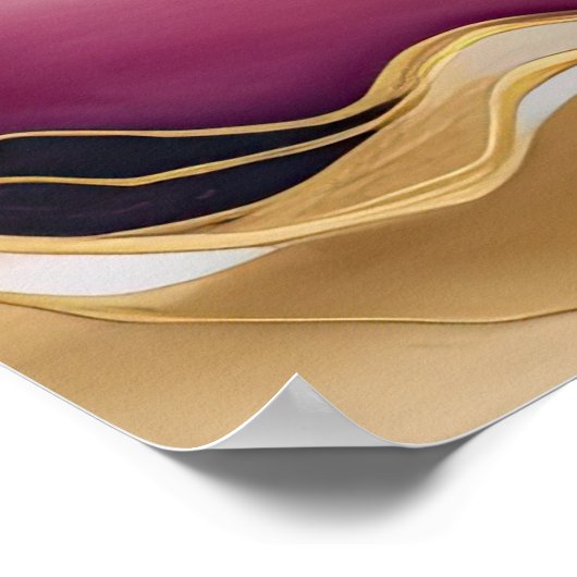 Waterverf Abstract Landschap Schilderen Goud 4:3 Poster (Hoek)