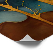 Waterverf Abstract Landschap Schilderen Goud 4:3 Poster (Hoek)