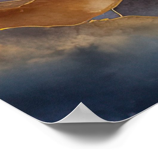 Waterverf Abstract Landschap Schilderen Goud 4:3 Poster (Hoek)