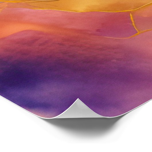 Waterverf Abstract Landschap Schilderen Goud 4:3 Poster (Hoek)