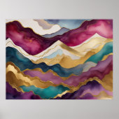 Waterverf Abstract Landschap Schilderen Goud 4:3 Poster (Voorkant)