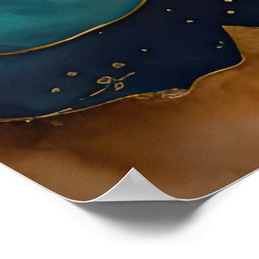 Waterverf Abstract Landschap Schilderen Goud 4:3 Poster (Hoek)