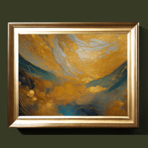 Waterverf Abstract Landschap Schilderen Goud 4:3