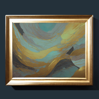 Waterverf Abstract Landschap Schilderen Goud 4:3 Poster