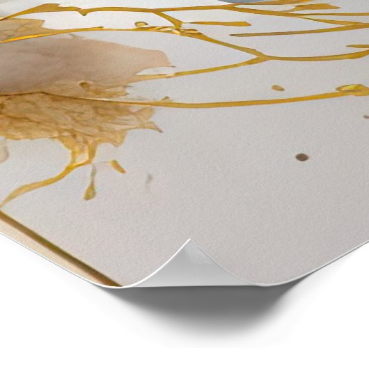 Waterverf Abstract Landschap Schilderen Goud 4:3 Poster (Hoek)