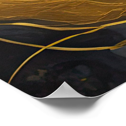 Waterverf Abstract Landschap Schilderen Goud 4:3 Poster (Hoek)