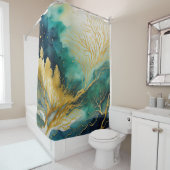 Waterverf Abstract Landschap Schilderen Goud Douchegordijn (In situ)