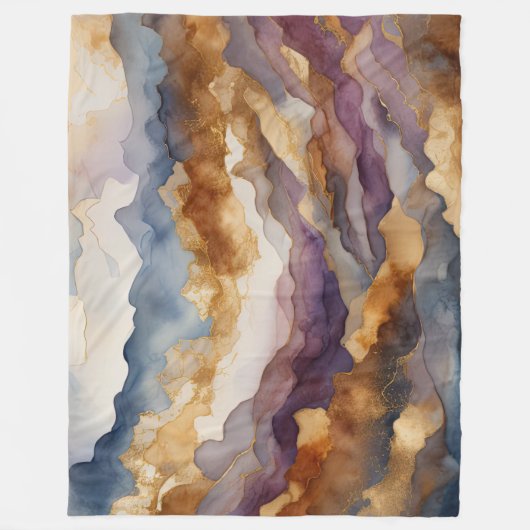 Waterverf Abstract Landschap Schilderen Goud Fleece Deken (Voorkant)