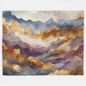 Waterverf Abstract Landschap Schilderen Goud Fleece Deken (Voorkant (Horizontaal))