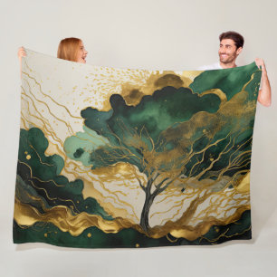 Waterverf Abstract Landschap Schilderen Goud Fleece Deken