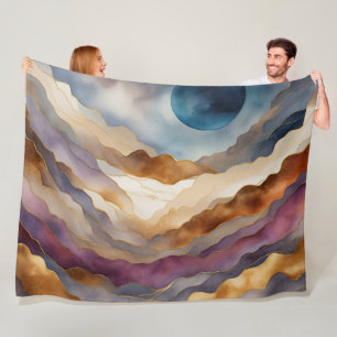 Waterverf Abstract Landschap Schilderen Goud Fleece Deken