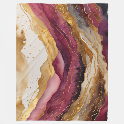 Waterverf Abstract Landschap Schilderen Goud Fleece Deken (Voorkant)