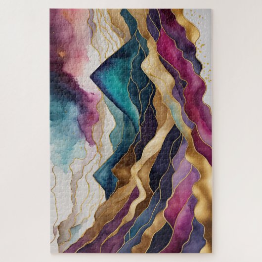 Waterverf Abstract Landschap Schilderen Goud Legpuzzel (Verticaal)