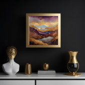 Waterverf Abstract Landschapsschilderij Goud 1:1 Poster