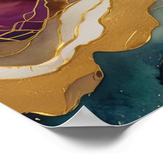 Waterverf Abstract Landschapsschilderij Goud 1:1 Poster (Hoek)