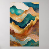 Waterverf Abstract Landschapsschilderij Goud 2:3 Poster (Voorkant)