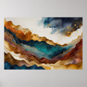 Waterverf Abstract Landschapsschilderij Goud 3:2 Poster (Voorkant)