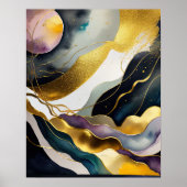 Waterverf Abstract Organisch Schilderijgoud 4:5 Poster (Voorkant)