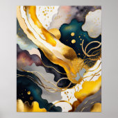 Waterverf Abstract Organisch Schilderijgoud 4:5 Poster (Voorkant)
