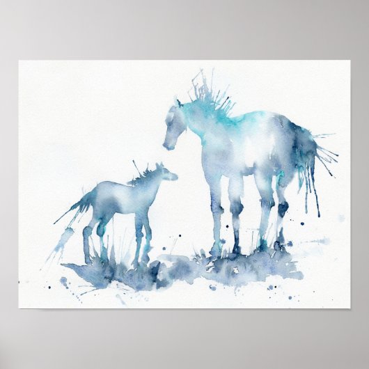 Waterverf Abstract paard en schil Poster (Voorkant)