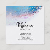 *~* Waterverf Abstract pastel Glitter Blue Vierkante Visitekaartje (Achterkant)