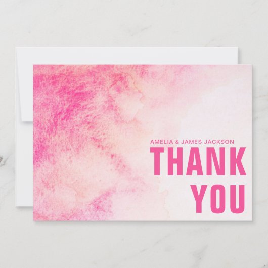 Waterverf Abstract roze bruiloft dank u kaarten (Voorkant)