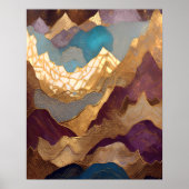 Waterverf Abstract Schilderen Goud Paarse Blauw Poster (Voorkant)