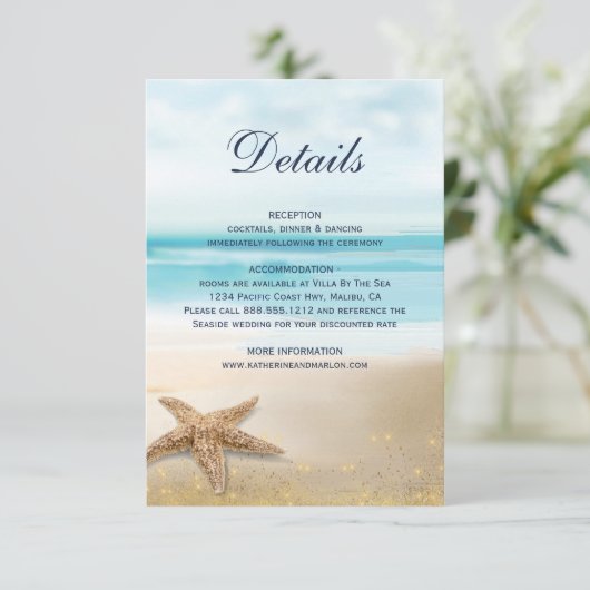 Waterverf Abstract strand strandbruiloft - Gegeven Informatiekaartje (Staand voorkant)