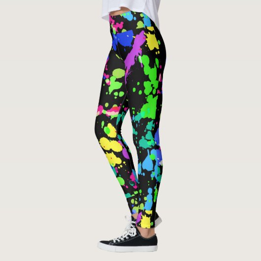 Waterverf, Abstract, Verf Splatter, Faux Neon Leggings (Links)