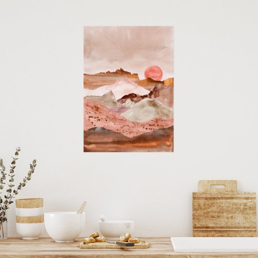 Waterverf abstract zand woestijnlandschap Modern Poster (Keuken)