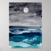 Waterverf abstract zee landschap Moderne kunstocea Poster (Voorkant)