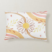 Waterverf Abstracte botanische bloem en regenboog Accent Kussen (Achterkant)