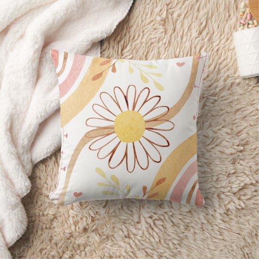 Waterverf Abstracte botanische bloem en regenboog Kussen (Deken)