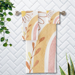 Waterverf Abstracte Botanische Bloem Regenboog Kin Bad Handdoek
