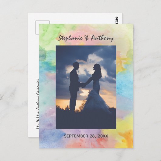 Waterverf Abstracte bruiloft dank u Briefkaart (Voorkant / Achterkant)