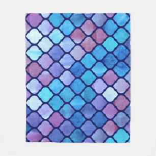 Waterverf Abstracte Geometrische Arabische Tegels Fleece Deken