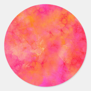 Waterverf Abstracte inkt roze Sinaasappel Ronde Sticker