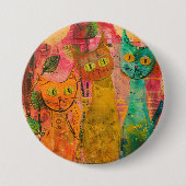 Waterverf  Abstracte kat (2) Ronde Button 7,6 Cm (Voorkant)