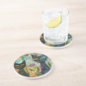 Waterverf Abstracte kat (4) Zandsteen Onderzetter (Zijkant)